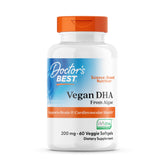 Doctors Best Vegan DHA algae softgels bottle front label highlights brain health support.