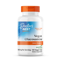 Doctor's Best vegan glucosamine sulfate 750 mg bottle highlights a plant-based joint support option.