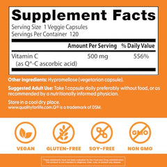 Doctor's Best Vitamin C 500mg packaging on shelf shows gluten-free formula.