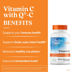 Doctor's Best Vitamin C with Q-C bottle back detailing supplement facts and quality notes.