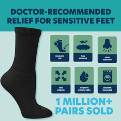 Doctor's Choice full cushion sock with plush footbed for daily comfort.