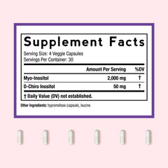 Myo-Inositol and D-Chiro Inositol 40:1 blend label detail for potency