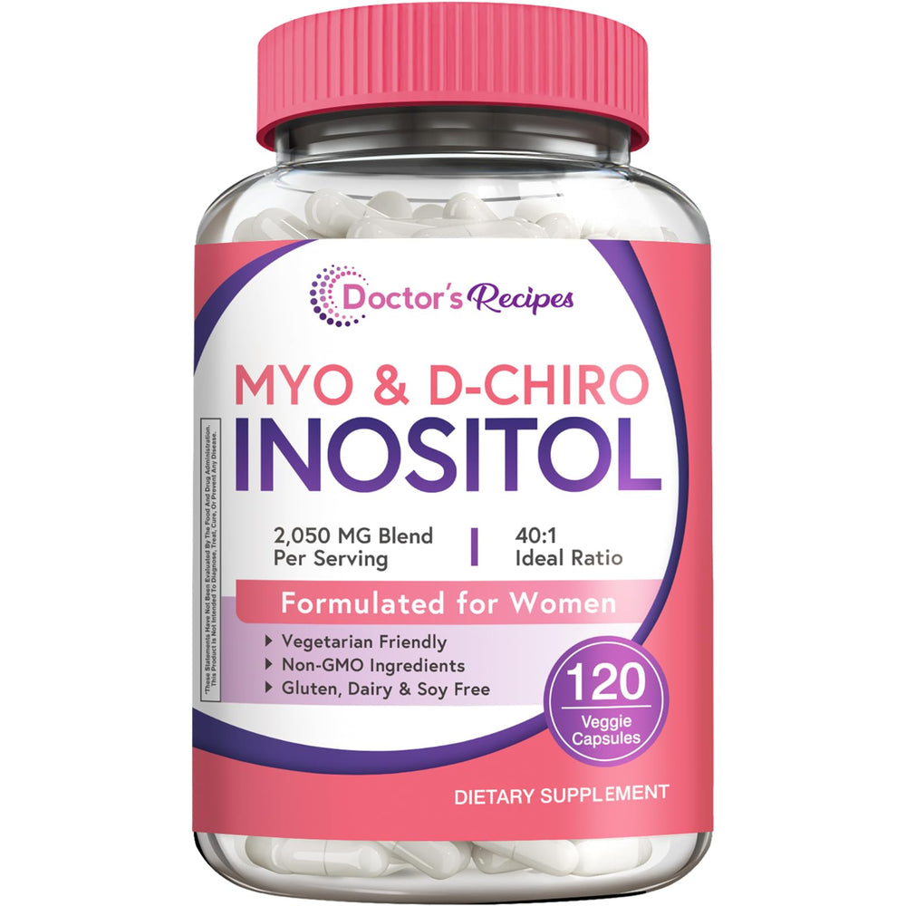 Doctor's Recipes Inositol bottle front showing 40:1 ratio for women's wellness