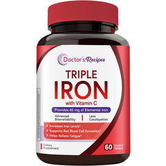 Doctor's Recipes Iron bottle front showing a potent daily support for energy.