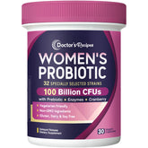 Doctor's Recipes Probiotics for Women 100B CFU bottle supports daily gut balance.