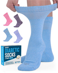 Doctor's Select bamboo diabetic socks for women pack of four offers comfortable wide-fit support.