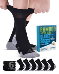 Doctor's Select bamboo viscose diabetic socks pack shot in black, six-pair value