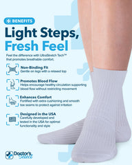 Doctor's Select bamboo diabetic socks in white for cool, moisture-wicking wear