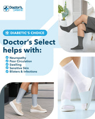 Doctors' Select diabetic socks all-day comfort for work or home.