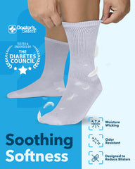 Doctor's Select diabetic crew socks white elastic band secure non-slip fit.
