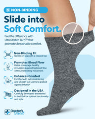 Doctor's Select diabetic socks grey close-up showing breathable fabric for day-long dryness