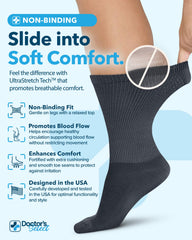 Doctor's Select diabetic socks for men in gray with breathable, moisture-wicking design