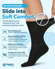 Doctors Select diabetic socks moisture-wicking fabric keeps feet dry during activity.