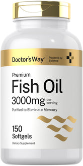 Doctor's Way fish oil 3000mg bottle showing omega-3 supplement for daily use