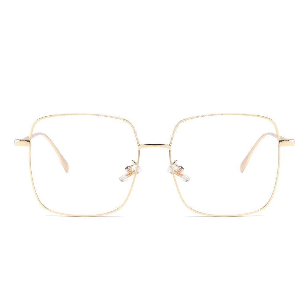 Dollger blue light blocking glasses for women with retro gold metal square frame to reduce eye strain.