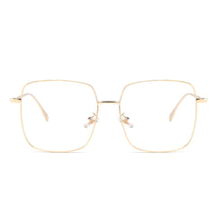 Dollger blue light blocking glasses for women with retro gold metal square frame to reduce eye strain.