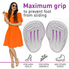 DOOXAS cushions inside a high heel demonstrate enhanced metatarsal support.