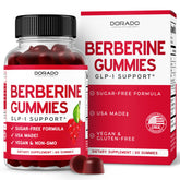 Dorado Nutrition Berberine Gummies Raspberry Peach bottle showing sugar-free daily wellness option.