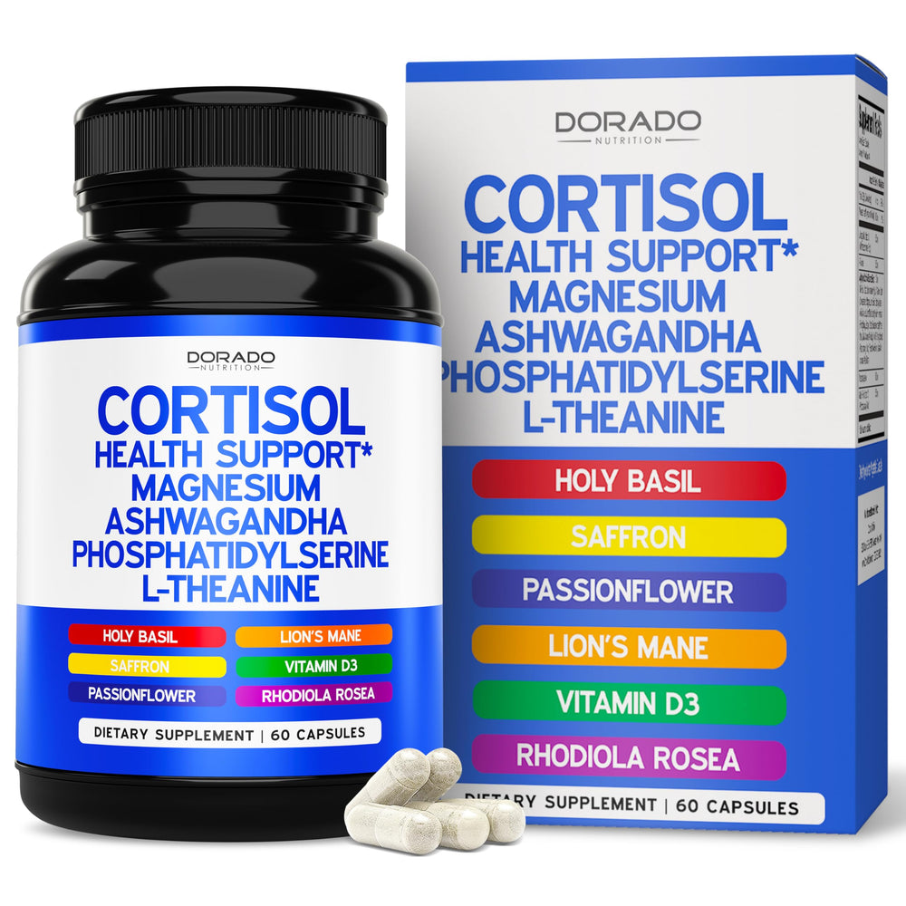 DORADO NUTRITION cortisol bottle front for calm mood support