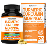 DORADO NUTRITION Curcuma cápsulas, frasco de 120 cápsulas para apoyo al bienestar diario.