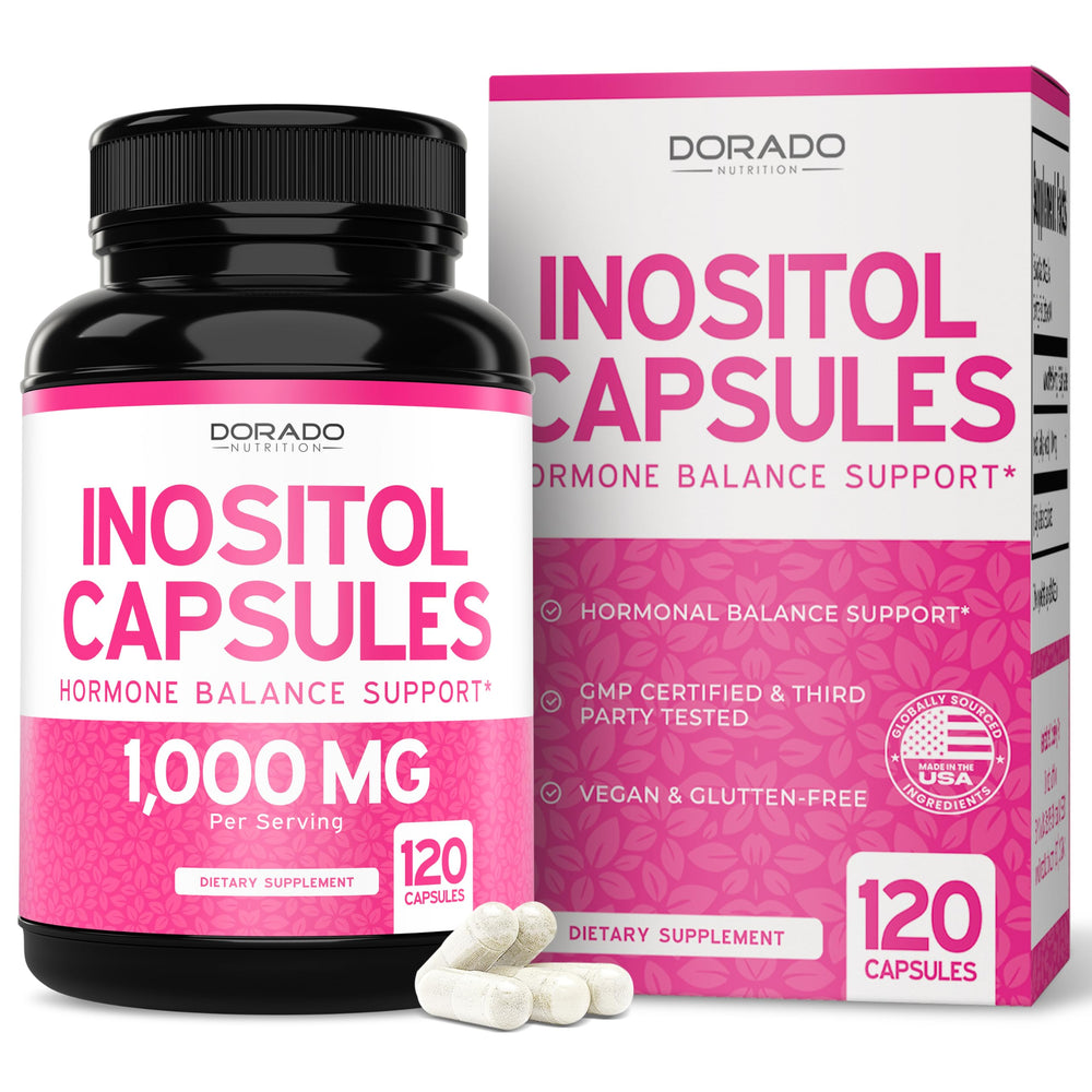 Dorado Nutrition Myo-Inositol capsules bottle front for daily wellness routine.