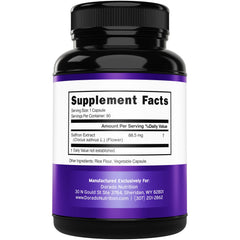Dorado Nutrition saffron capsules on spoon, easy daily intake for steady mood support.