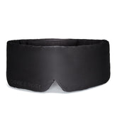 Dore & Rose deep sleep mask in black, 23 momme silk, blocks light for restful nights.