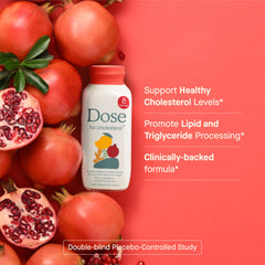 DOSE cholesterol bottle front view highlights vegan gluten-free packaging