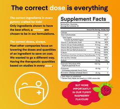 Dose + Remedy Immunity Kids Quercetin ingredients panel highlights nutrients.