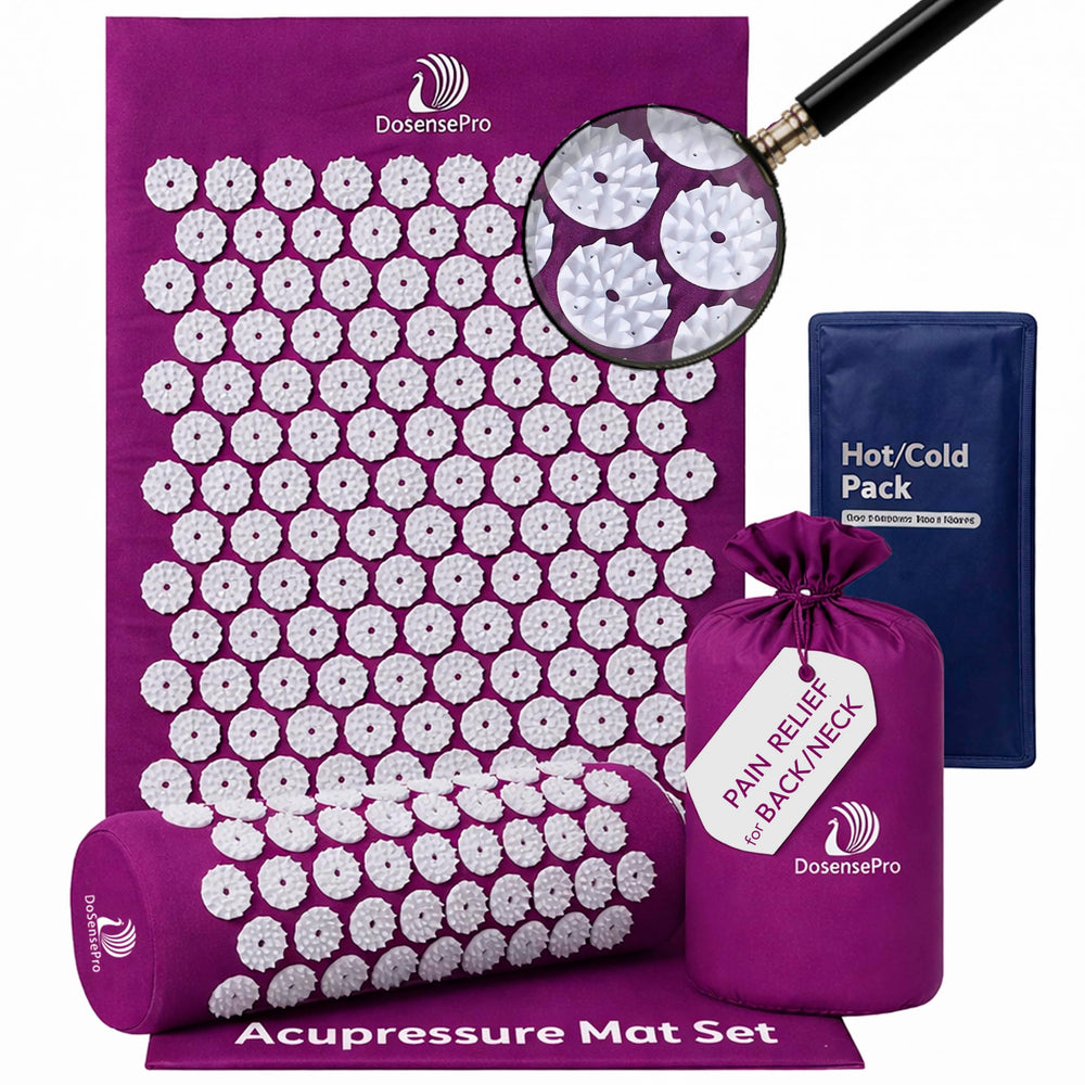 DoSensePro acupressure mat purple top view with firm spikes for full-back coverage.