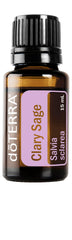 doTERRA Clary Sage 15ml bottle promoting calm mood and skin benefits.