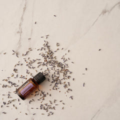 doTERRA Lavender oil label detail for authenticity and purity.