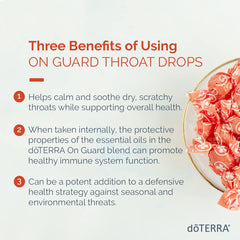 Individually wrapped drops by doTERRA On Guard for travel-friendly soothing relief.