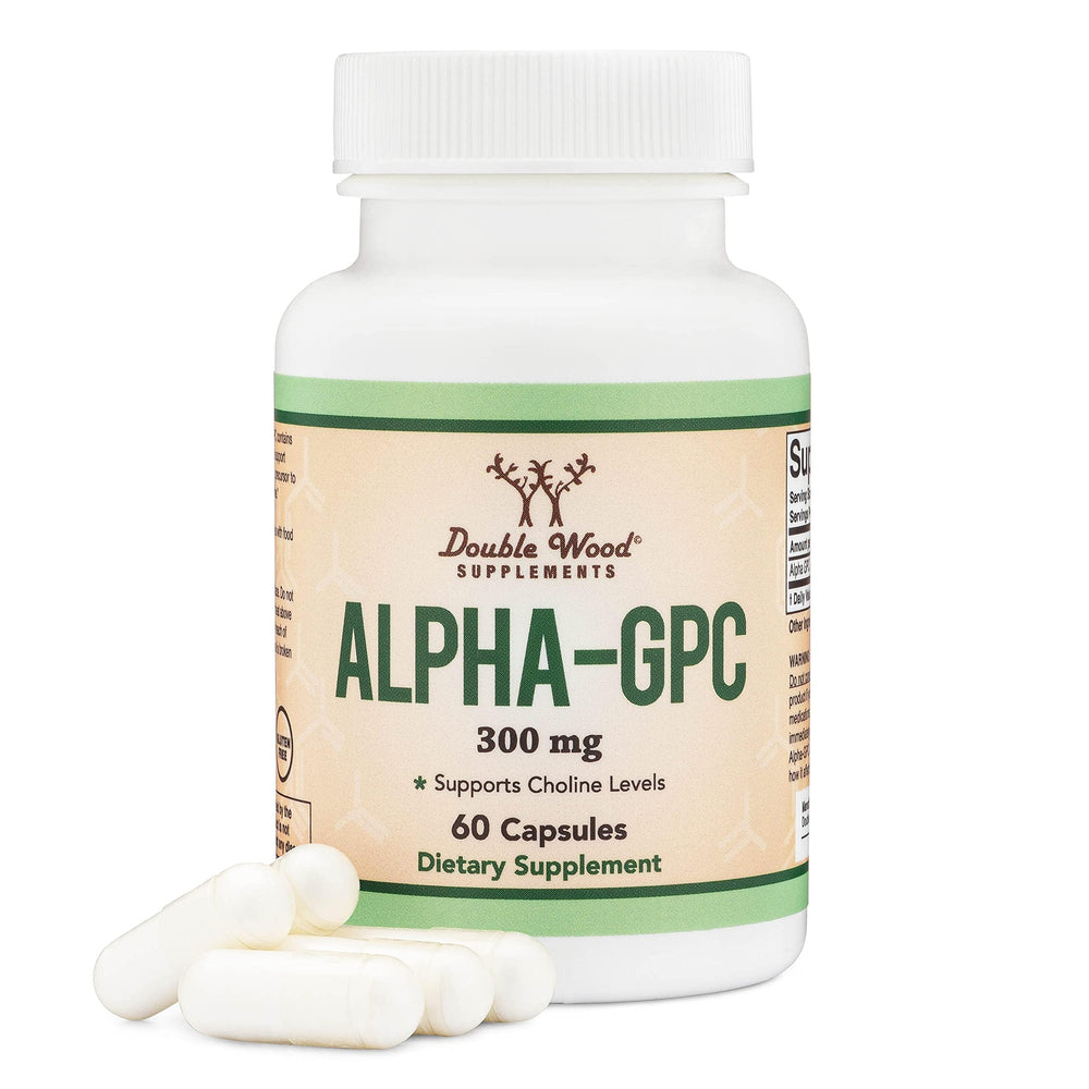 Double Wood Alpha GPC choline capsule closeup for convenient daily supplementation
