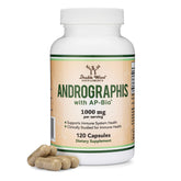 Double Wood Andrographis capsules front label with dosage and AP-Bio details.