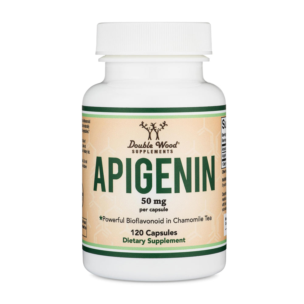 Double Wood Apigenin 50mg bottle for daily relaxation support
