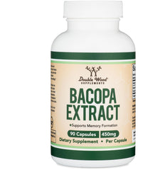 Double Wood Bacopa bottle on a clean shelf suggesting daily memory support.