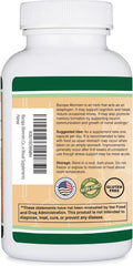 Close view of Double Wood Bacopa label showing non-GMO certification and testing marks.