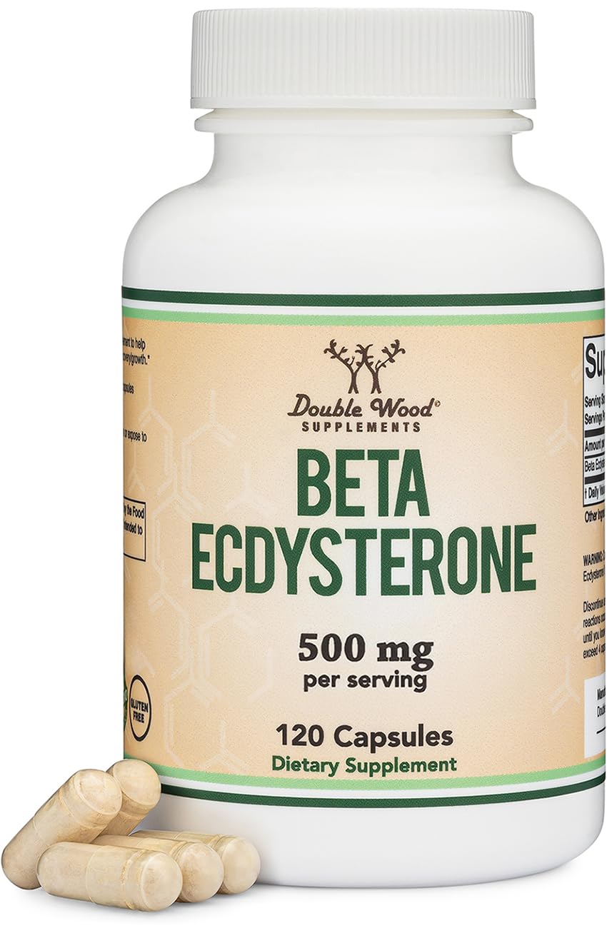Double Wood Beta Ecdysterone bottle front showing plant-based support for lean muscle