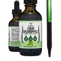 Double Wood Chlorophyll Drops bottle with peppermint flavor for refreshing hydration.
