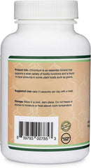 Double Wood Chromium Picolinate box packaging emphasizes vegetarian safe and gluten-free