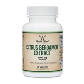 Double Wood Citrus Bergamot bottle and capsules on a counter, suggesting daily heart health support.
