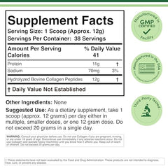 Double Wood scoop of collagen powder showing 11g protein per serving.