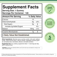 Double Wood Creatine Gummies bottle side highlighting vegan and gluten-free form