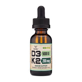 Double Wood Vitamin D3 K2 drops bottle highlights premium formula for daily wellness.