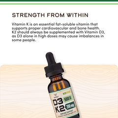 Double Wood D3 K2 drops label shot communicates clean sourcing and potency.