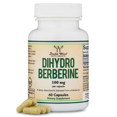 Double Wood Dihydroberberine bottle front shows premium formulation and trusted quality.