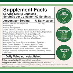 Double Wood Fruits and Veggies Daily Blend capsules close-up, convenient daily nutrition.