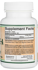 Double Wood Huperzine A label detail showcases quality and third-party testing.