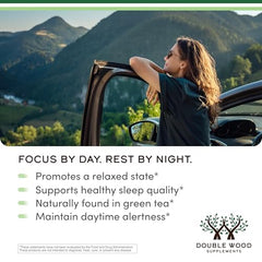 Double Wood L-Theanine label front showing third-party testing.